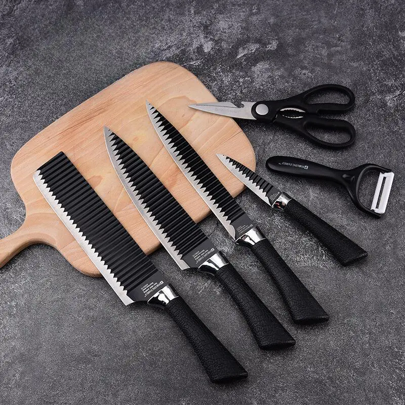 Kit de facas com 6 peças de cabo preto